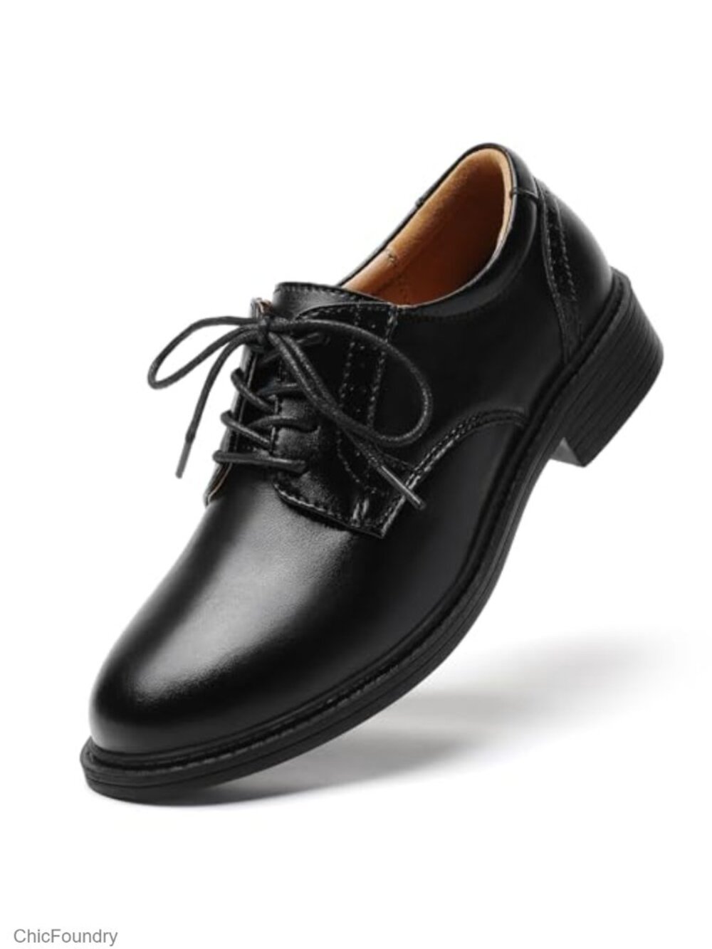 Women's Leather Oxford Shoes Lace Up Flats Work Office Comfortable Slip